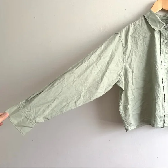 New Everlane The Silky Cotton Way Short Shirt in Laurel Green Size Medium - Picture 5 of 13